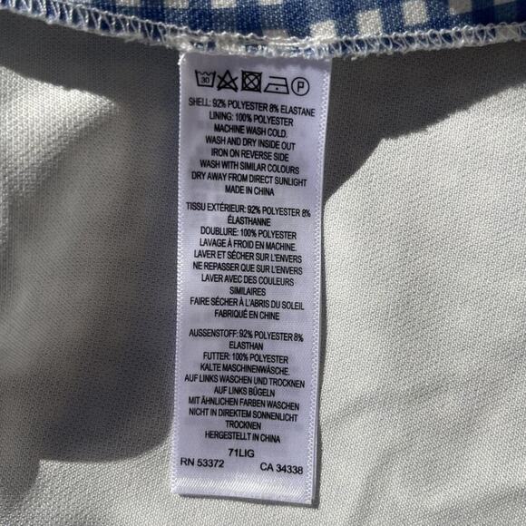 French Connection Whisper Tie-Back Gingham Mini Dress Blue White Check - Size 4 - Picture 9 of 13